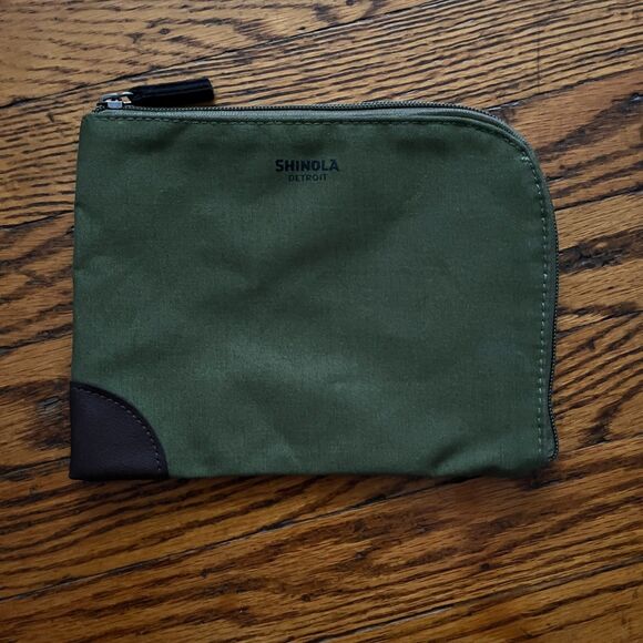 Shinola Detroit Green Canvas Airline Amenity Toiletries Travel Bag Pouch Only - Picture 1 of 6